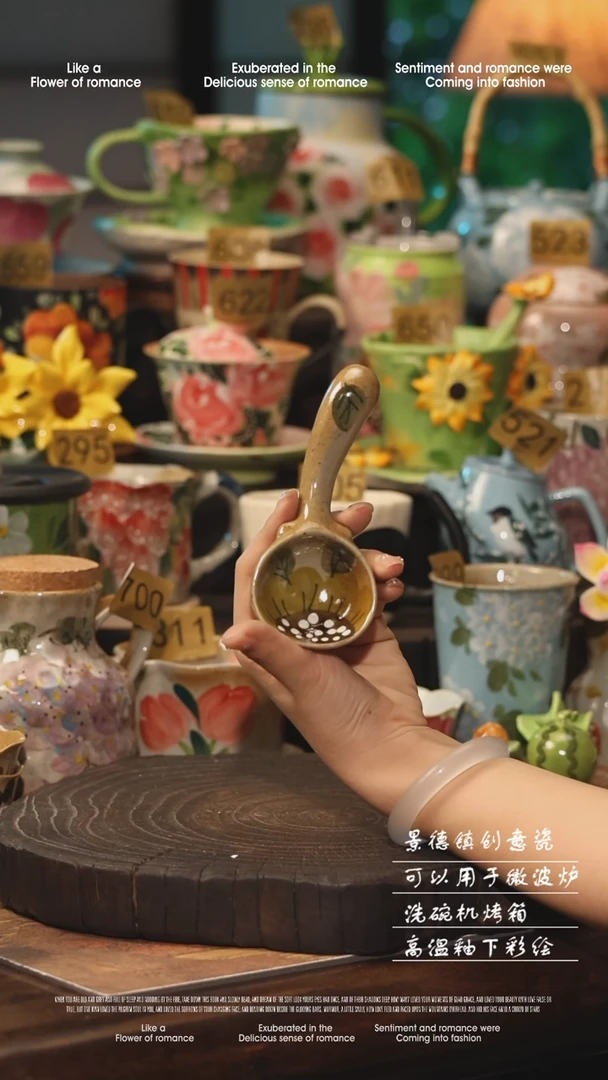 陶瓷随机景德镇高温釉下彩手工手绘款式