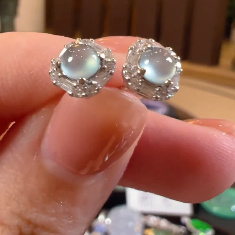 天然A货翡翠SW34蛋面耳钉多样性发一