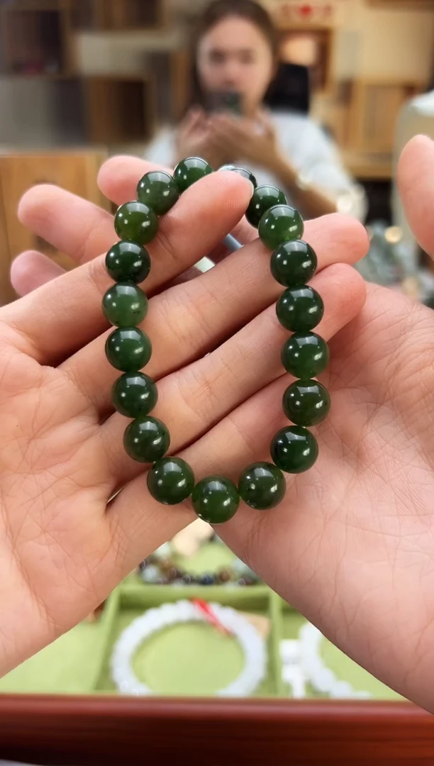 未镶嵌手串和田玉木孜塔格碧玉手串卡10
