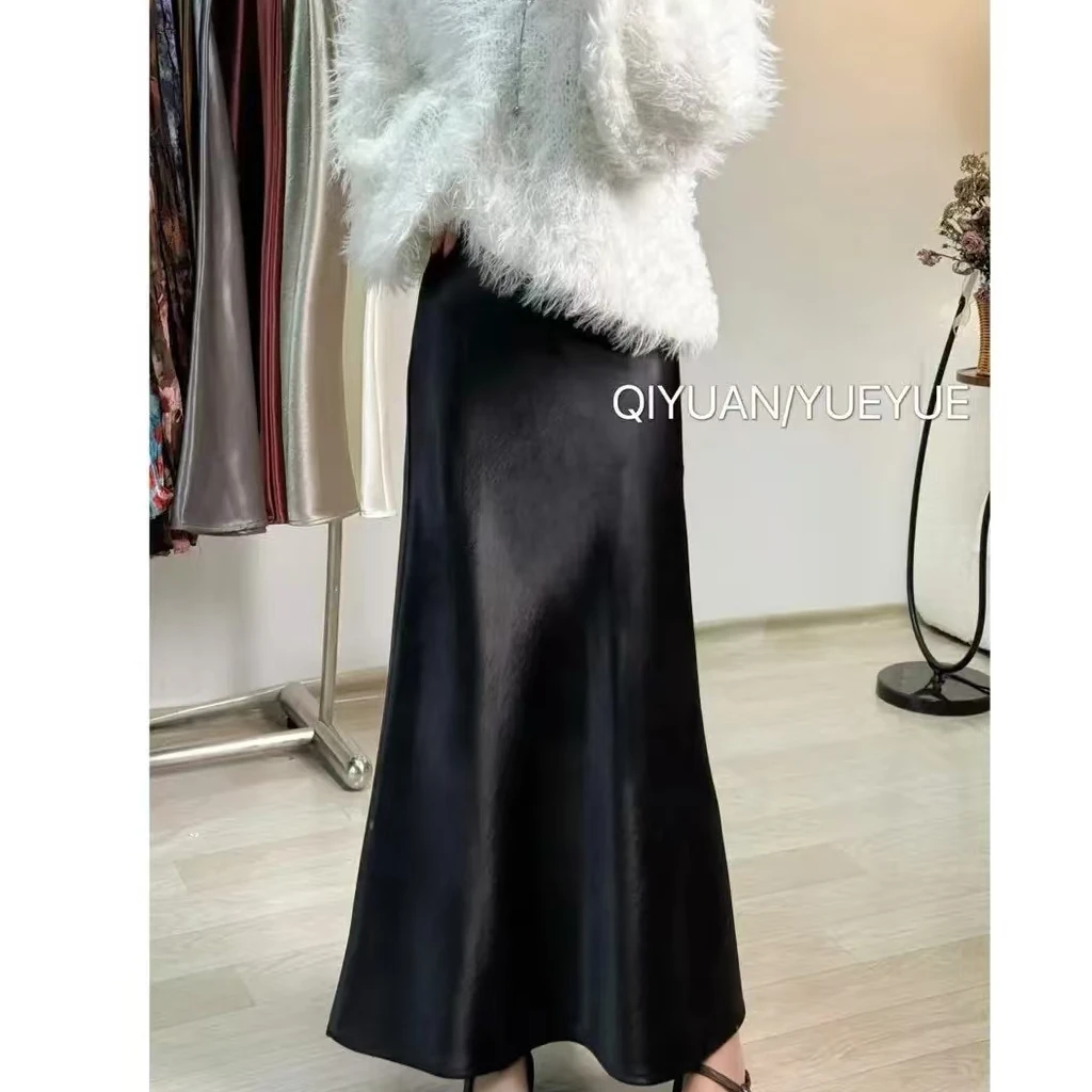 【大盼服装】春款时尚高腰新中式气质显瘦百搭A字鱼尾裙长款半身裙