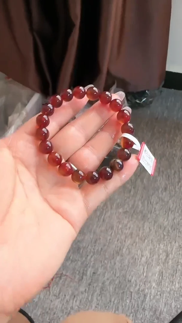 【闪购商品】琥珀手链未镶嵌规格9血紫红蜜手串#20