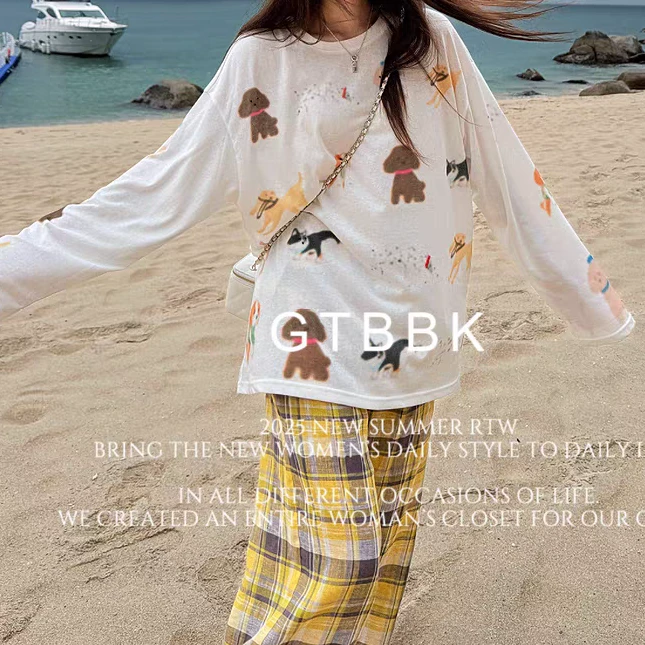 【露思同款】夏季莱赛尔天丝雪花棉防晒衣宽松空调衫长袖T恤8676