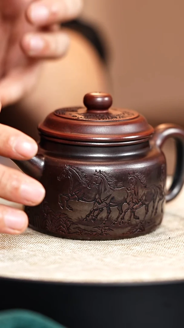 宜兴原矿紫砂德钟壶