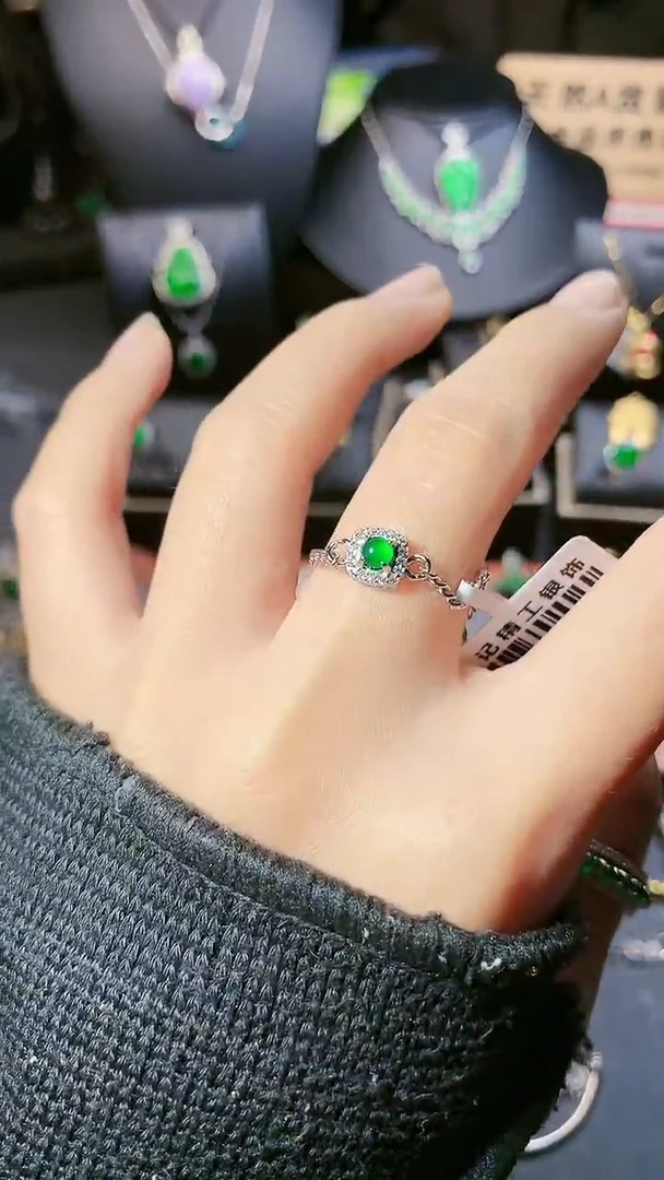 【闪购商品】翡翠戒指银S925镶嵌戒指