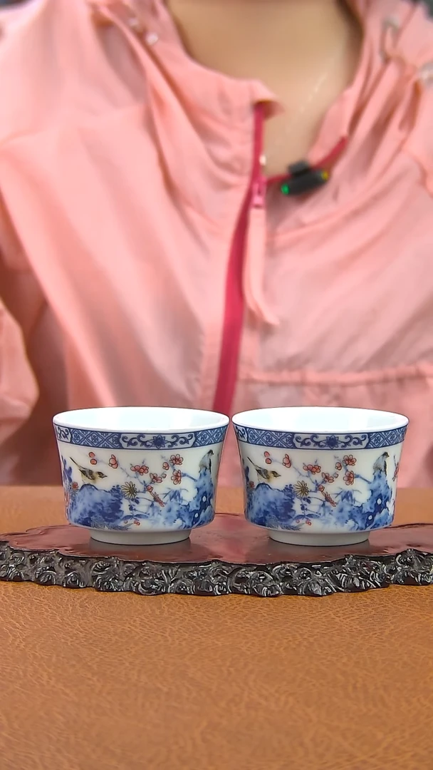 景德镇手工青花花鸟主人杯