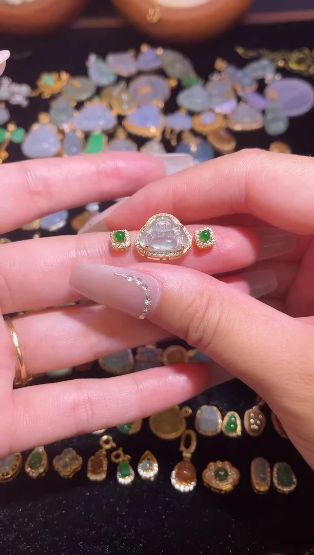 吊坠(不含链)银S925镶嵌翡翠天然a货翡翠