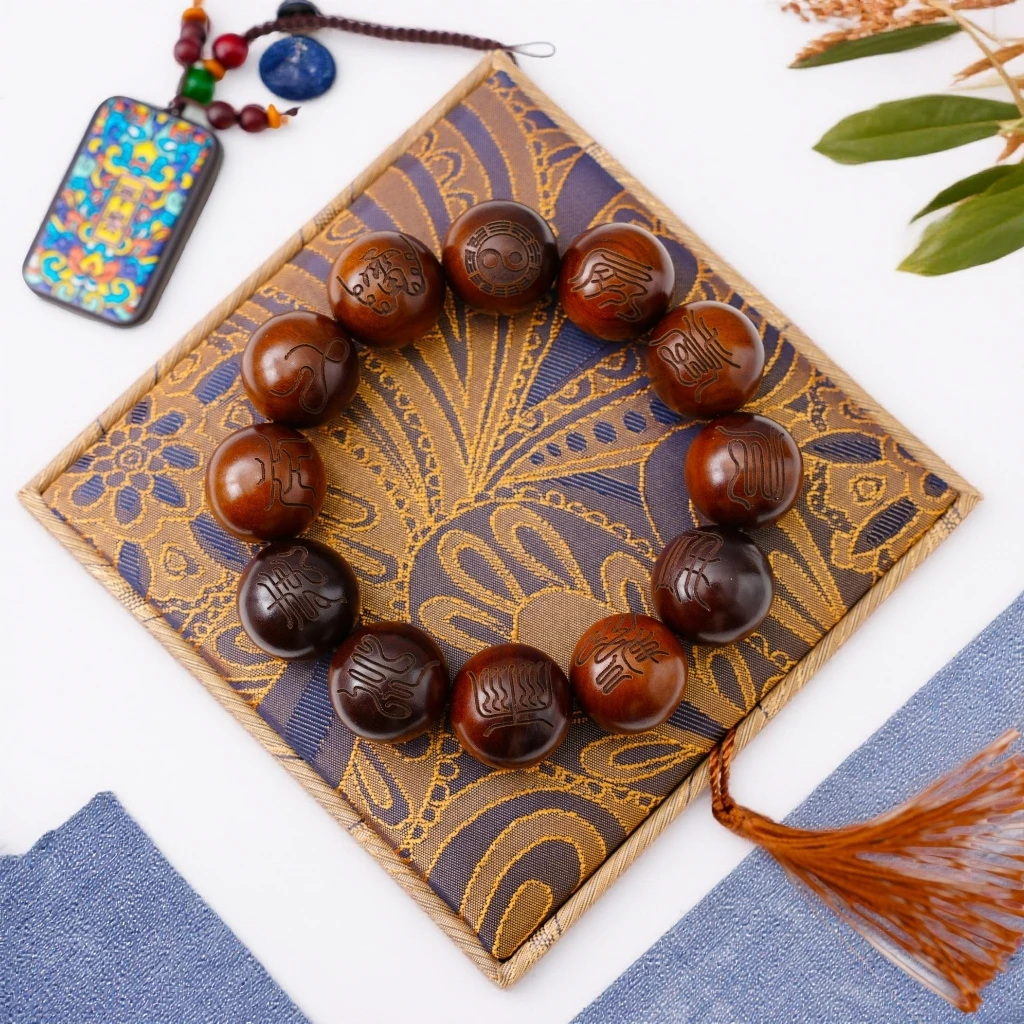 手链 MX095血檀雕刻大珠男士手链2.0