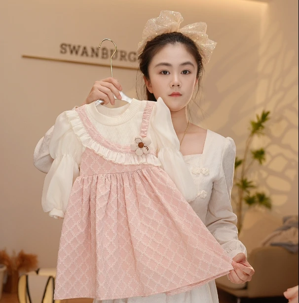 （现货）【Y.u01015】2024秋季新款气质甜美长袖女童连衣裙格子春秋