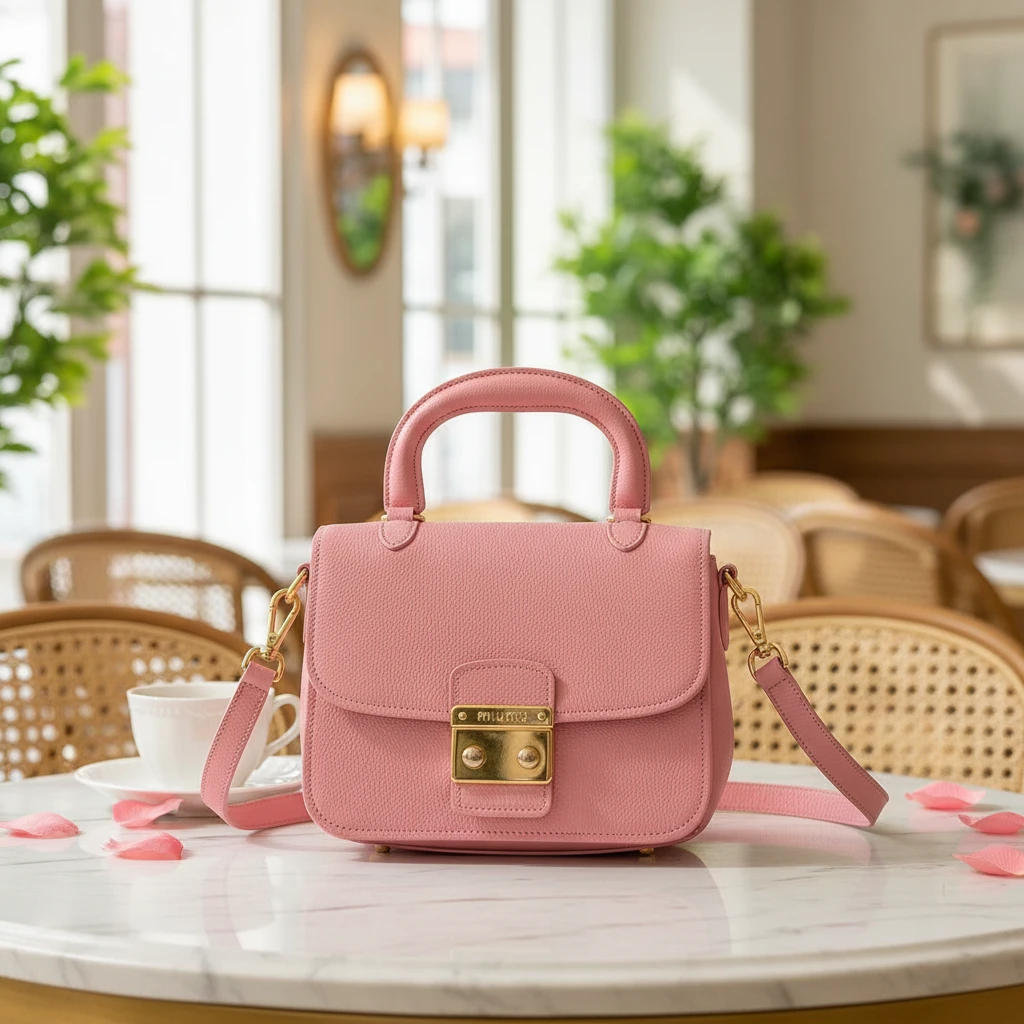 95新 MIU MIU/缪缪  粉色手提单肩包 1811 6540