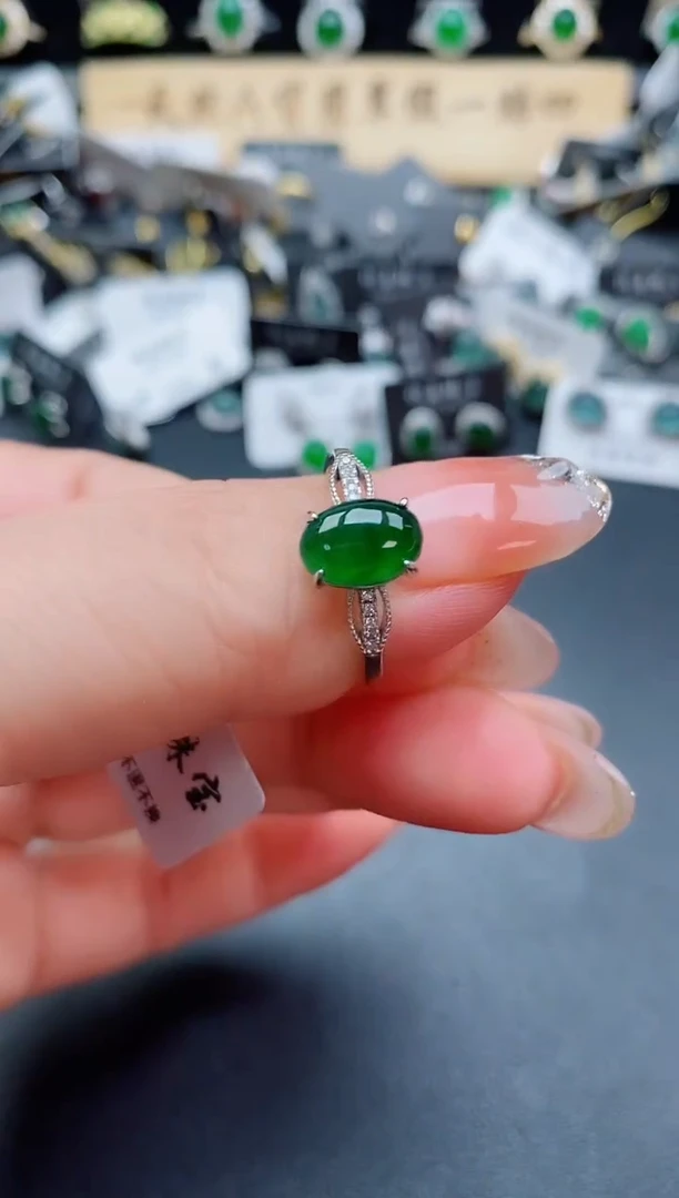 银S925镶嵌戒指翡翠60