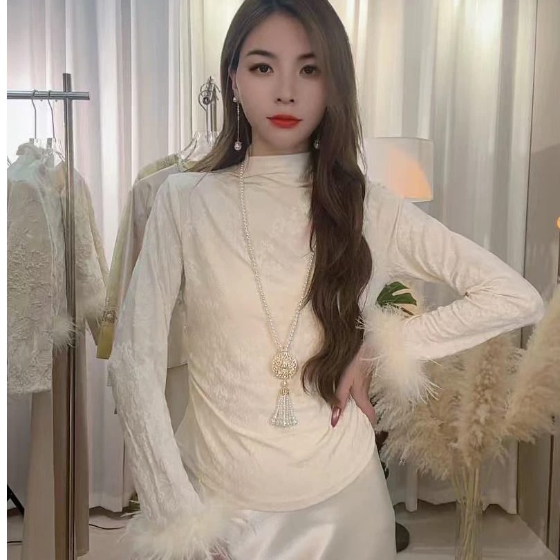 时尚高端宽松T恤2025秋冬新款洋气减龄别致绝美小衫打底衫