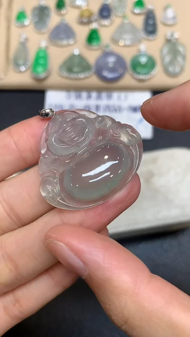 颈饰18K金镶嵌翡翠佛公【无服务费【48小时鉴赏期】