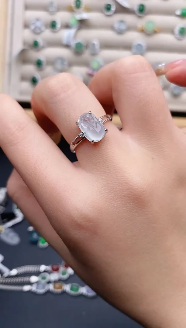 银S925镶嵌戒指翡翠0