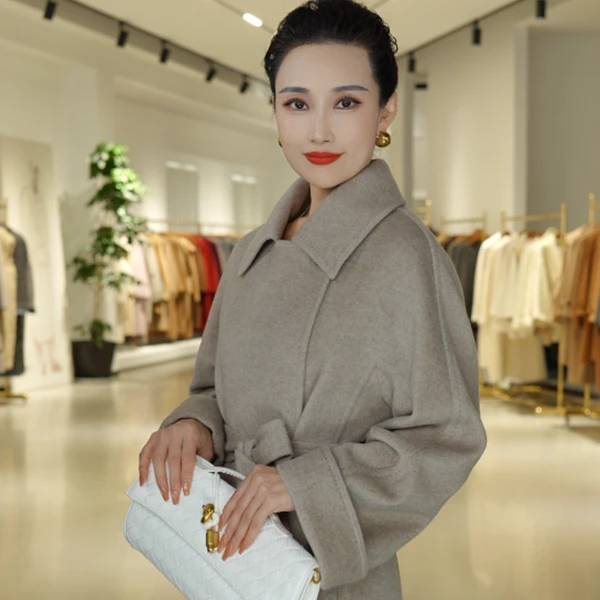 【文姐】新款温莎公主带里衬山羊绒大衣长款宽松加厚100%羊绒外套