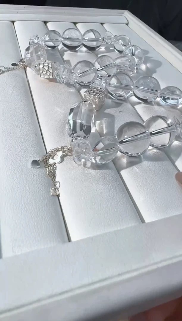 水晶手链银S925镶嵌白水大卡设计款发货多样性发其一