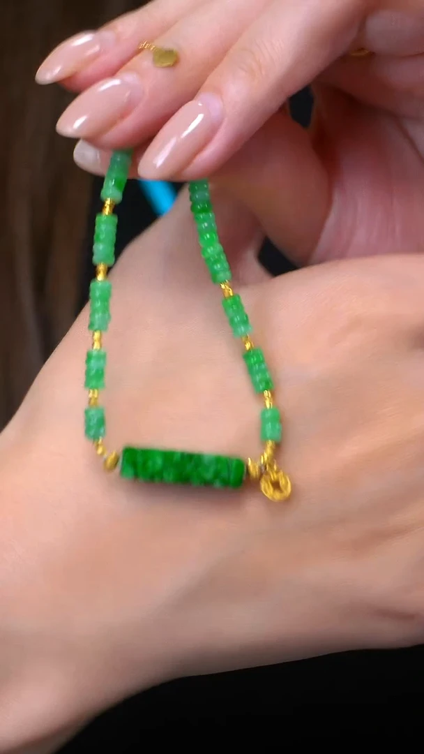 18K金镶嵌手链翡翠diy