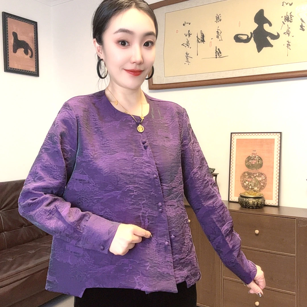 上衣秋冬民族风复古休闲中国风网红中式圆领斜襟女装