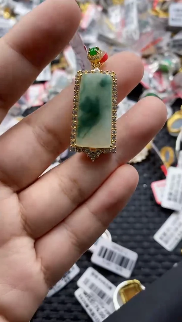 翡翠戒指银S925镶嵌4444---7