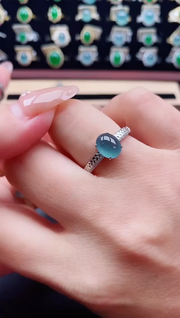 银S925镶嵌戒指翡翠1