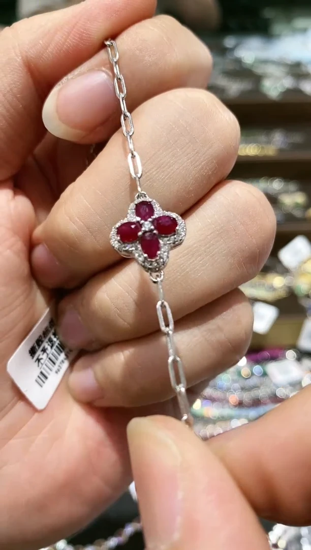 【闪购商品】红宝石手链银S925镶嵌手链