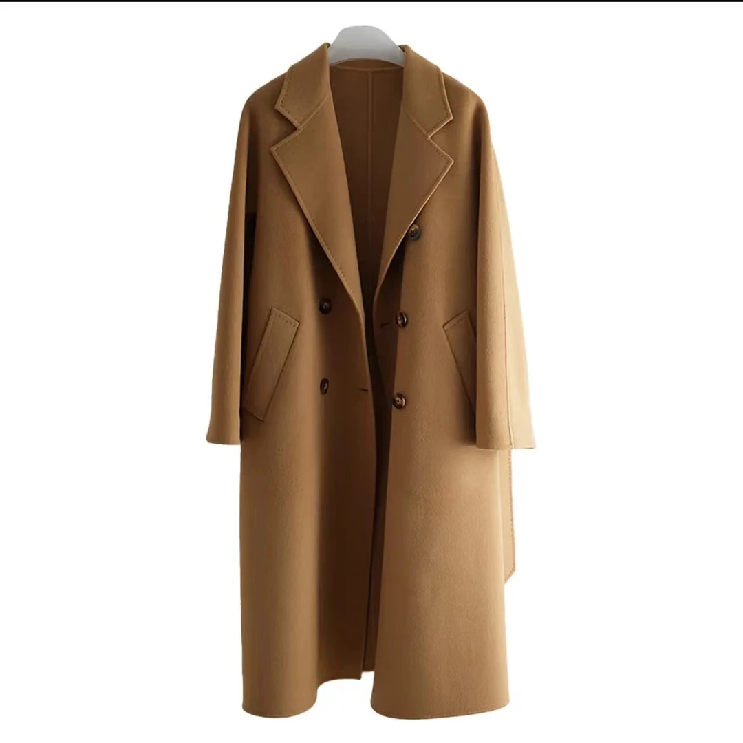 90%绵羊毛+10%羊驼绒大衣气质时尚毛呢大衣正品100%纯羊绒直播