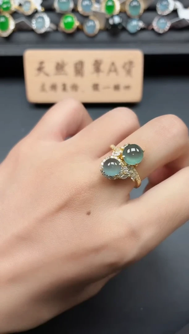 银S925镶嵌戒指翡翠11