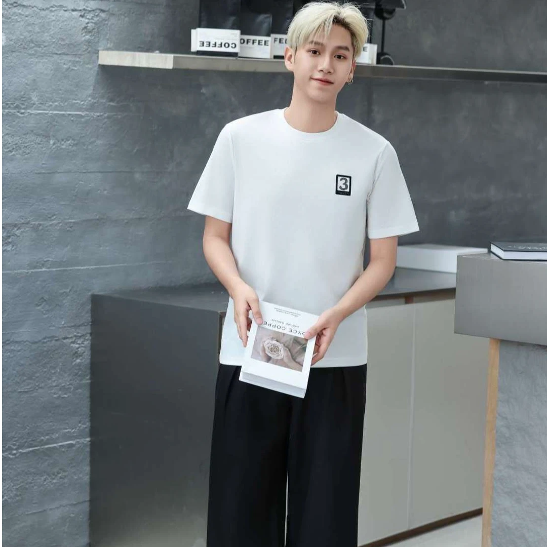 18306男士透气短袖t恤夏季新款体恤圆领衣服百搭时尚短袖休闲简约