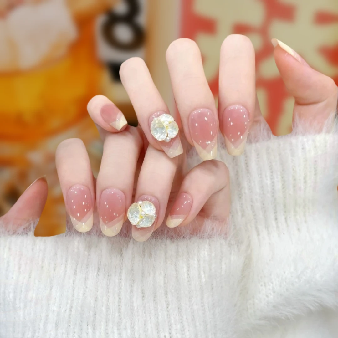 【起司云雾】手工穿戴甲拆卸素颜裸色猫眼短款日常温柔气质穿戴美甲