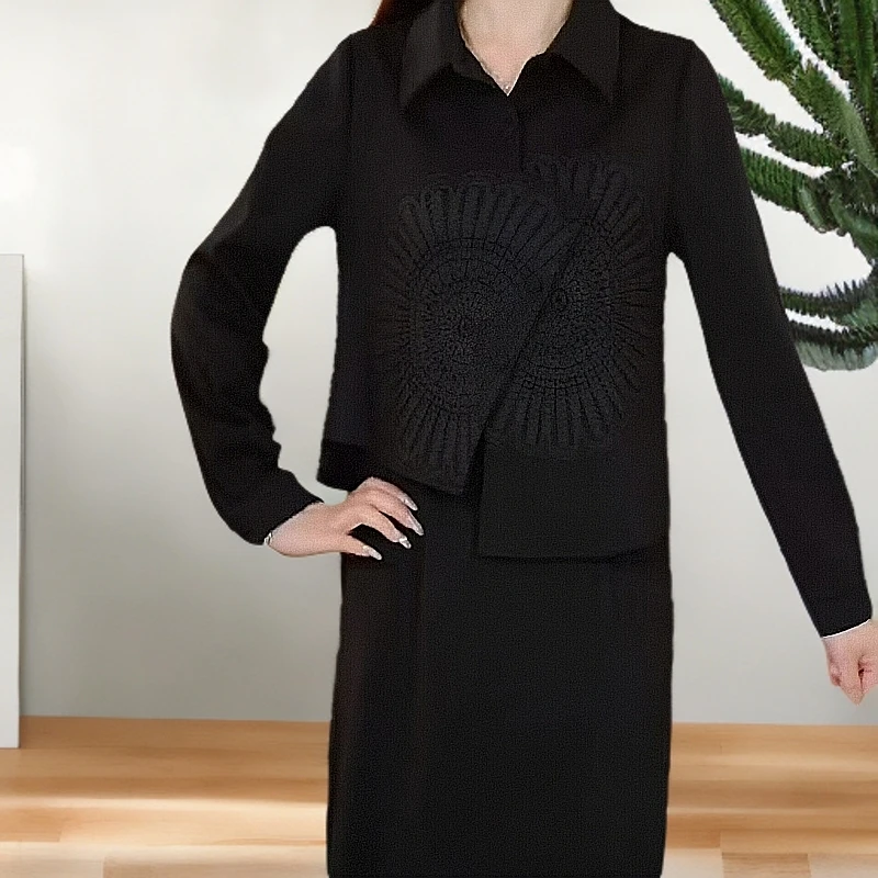 002短款千金风春季黑色时尚打底常规针织不褪色百搭连衣裙