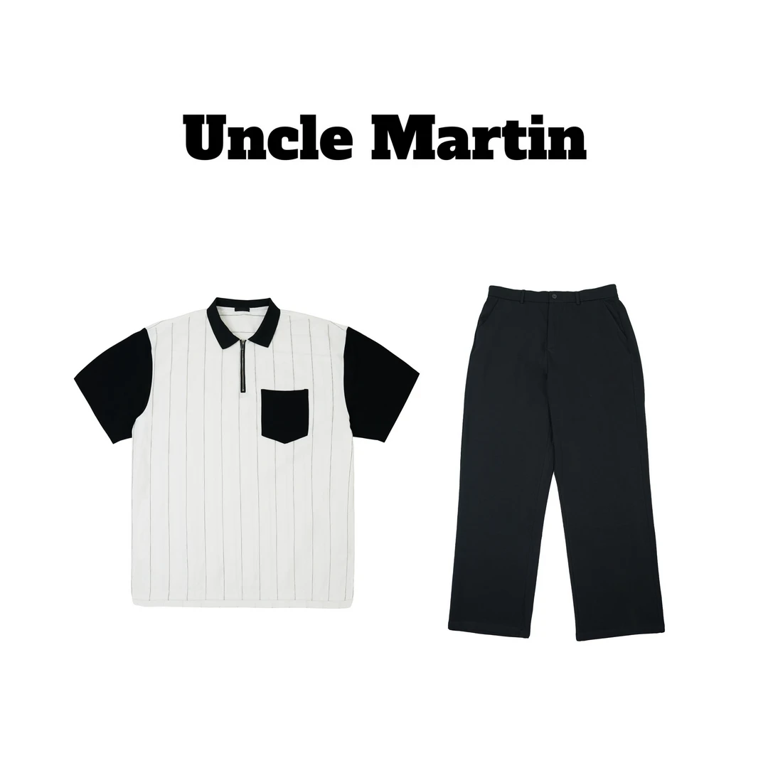 马丁叔叔 25夏季新款潮流时尚休闲舒适短袖长裤套装  313