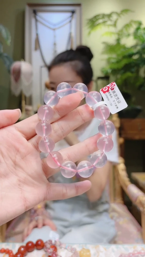 【闪购商品】水晶手串未镶嵌粉水晶手串14.6
