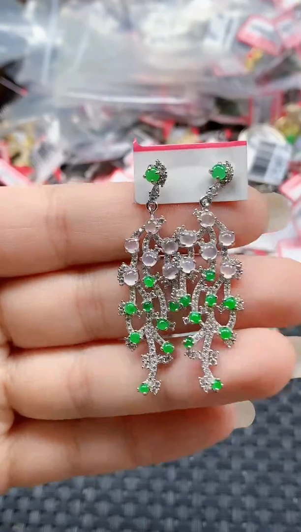 银S925镶嵌戒指翡翠天然A货缅甸翡翠