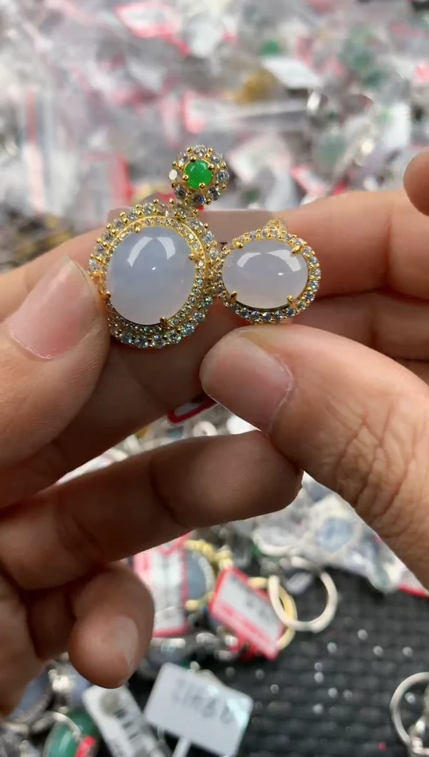 银S925镶嵌戒指翡翠5555-----3