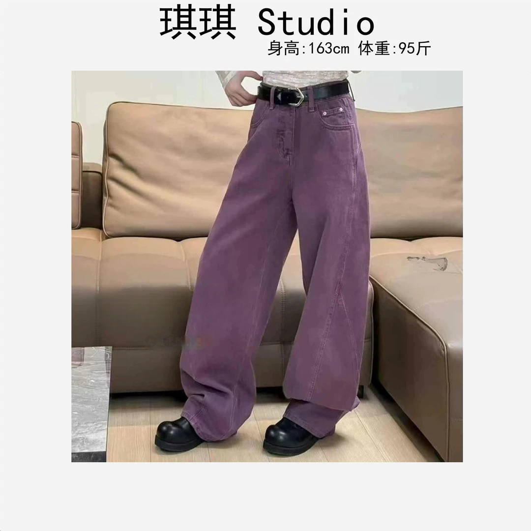 早春新款潮流气质时尚重工设计感带腰带显瘦减龄弯刀牛仔裤3357-U