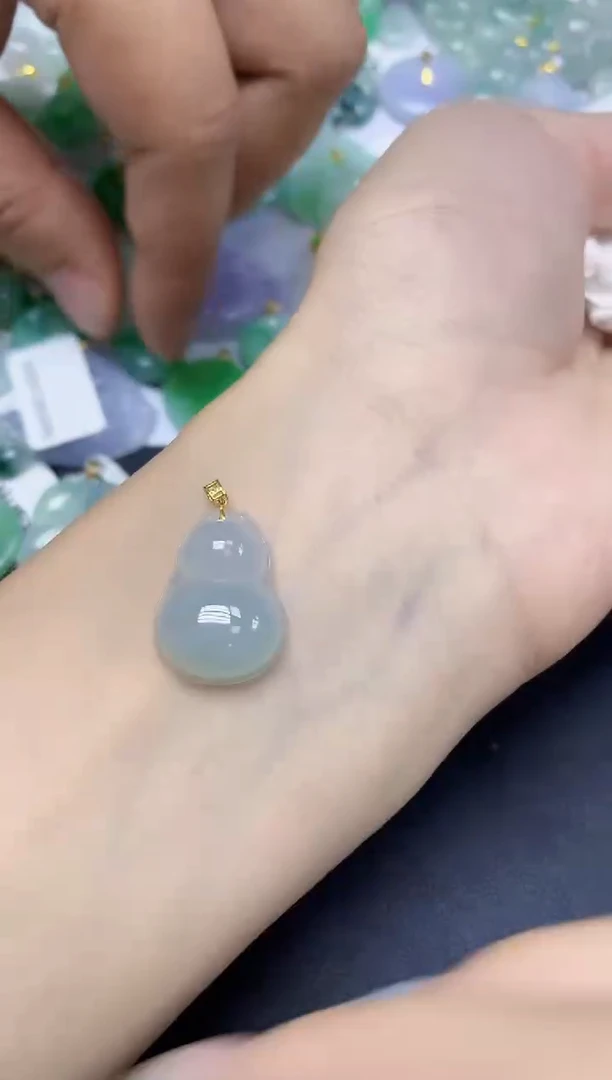 翡翠18K金镶嵌颈饰天然缅甸翡翠A货百元以上9元证书费自理