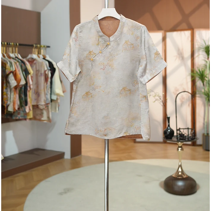 【清灵雪】新中式短袖气质休闲百搭清灵雪衬衫