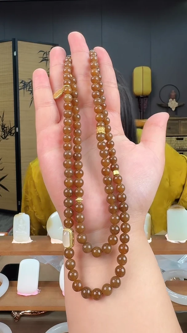 【闪购商品】和田玉（糖玉）毛衣链未镶嵌且末糖108颗一条