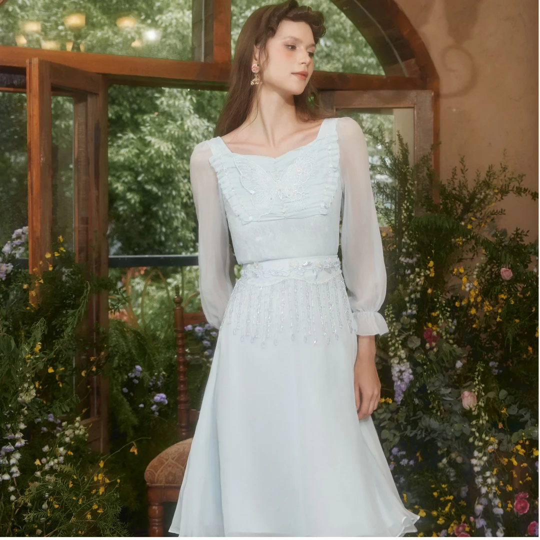 【蜜思仝专属】Marie Elie【冰蝶幻舞】真丝刺绣套装EAE12W15655