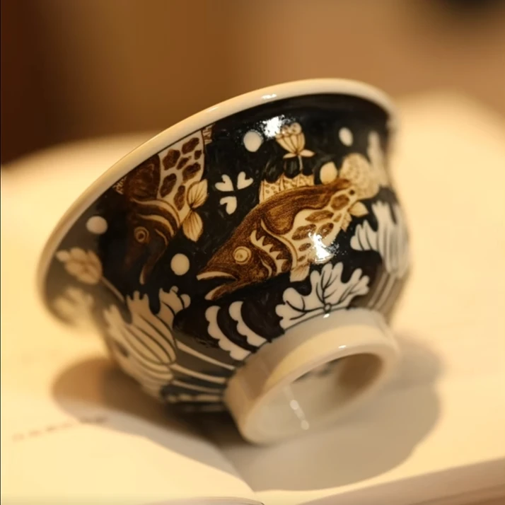【立勤堂】釉里金九鳜中号压手杯