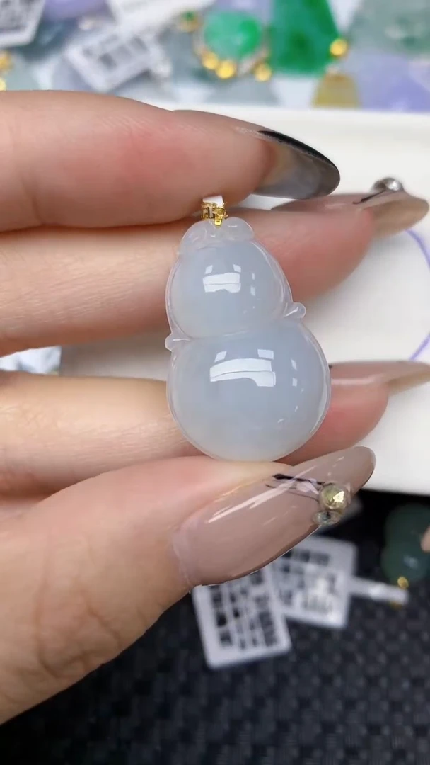 颈饰18K金镶嵌翡翠天然缅甸翡翠a货百元以上9元证书费自理