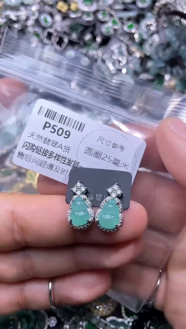 【闪购商品】翡翠颈饰未镶嵌P509耳钉