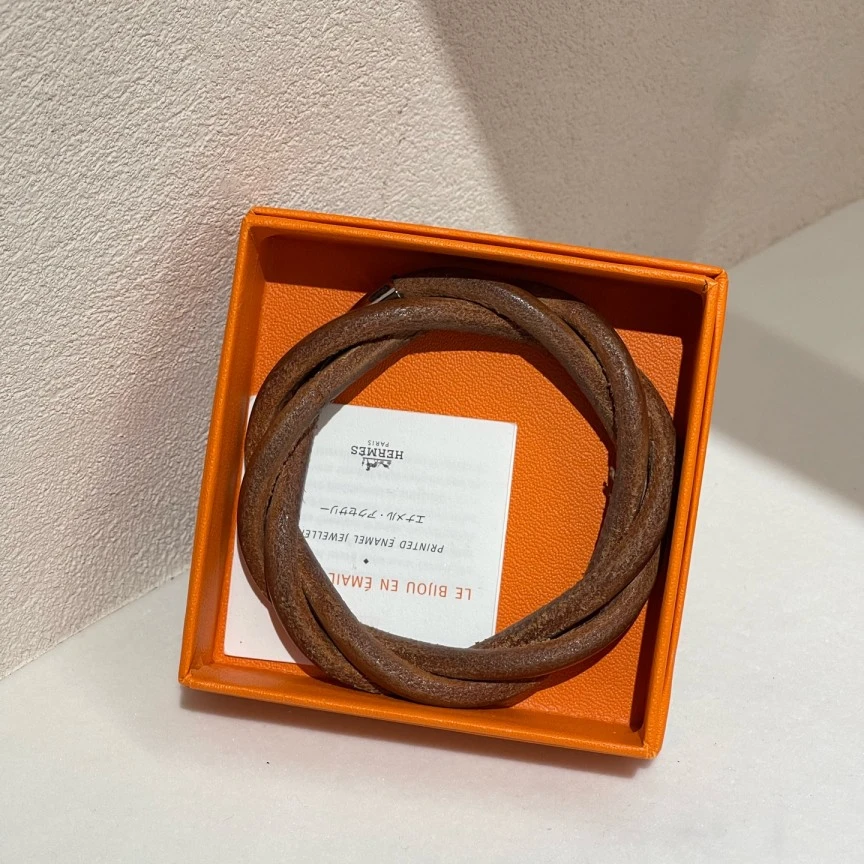 99新 Hermes/爱马仕 金棕藤编手镯