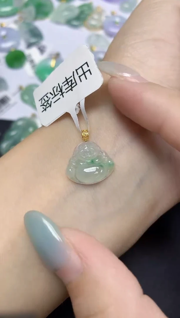 翡翠18K金镶嵌颈饰天然缅甸翡翠A货百元以上9元证书费自理