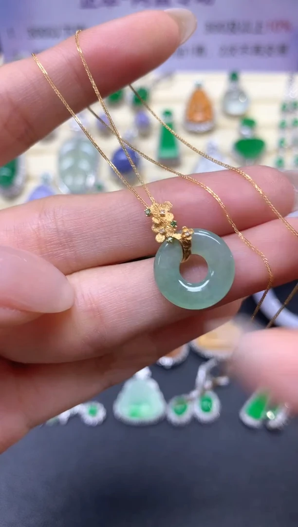 【闪购商品】翡翠套链18K金镶嵌套链|1200+120