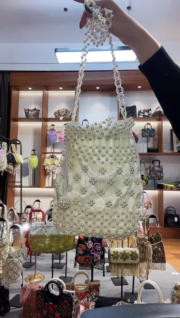 织物14号手工珠珠包包腋下斜跨包手拿包手提晚宴包