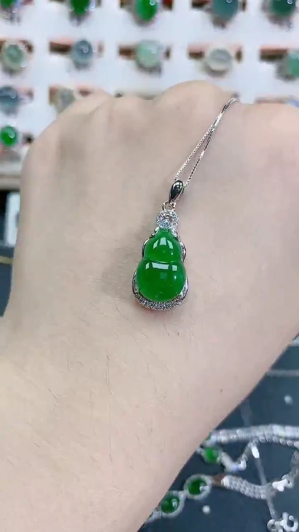 颈饰银S925镶嵌翡翠天然翡翠