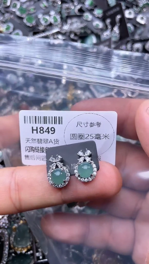 【闪购商品】翡翠颈饰未镶嵌H849耳钉