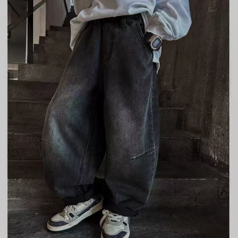 G030韩版水洗老爹牛仔裤