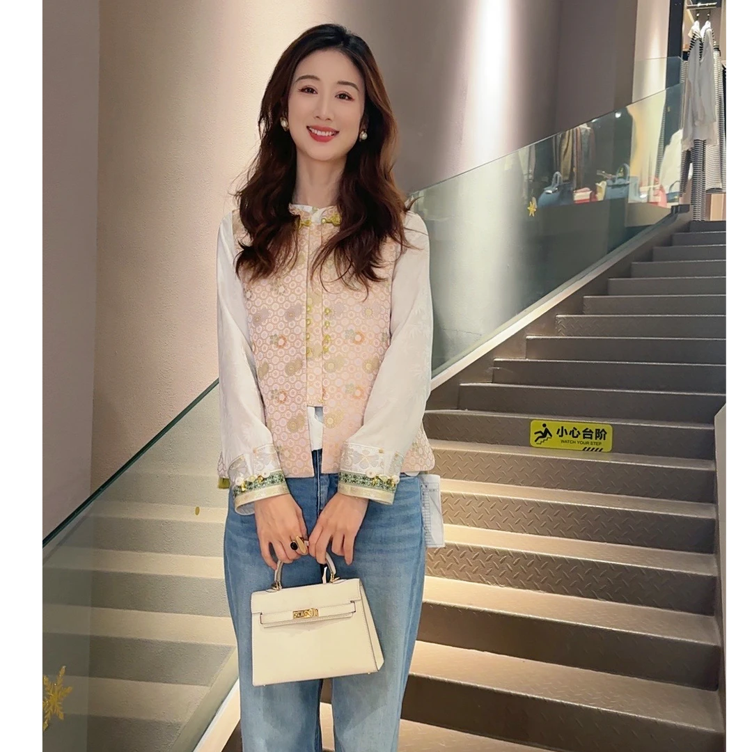 《龟背春菊》时尚新中式显瘦重工织锦缎马甲3903