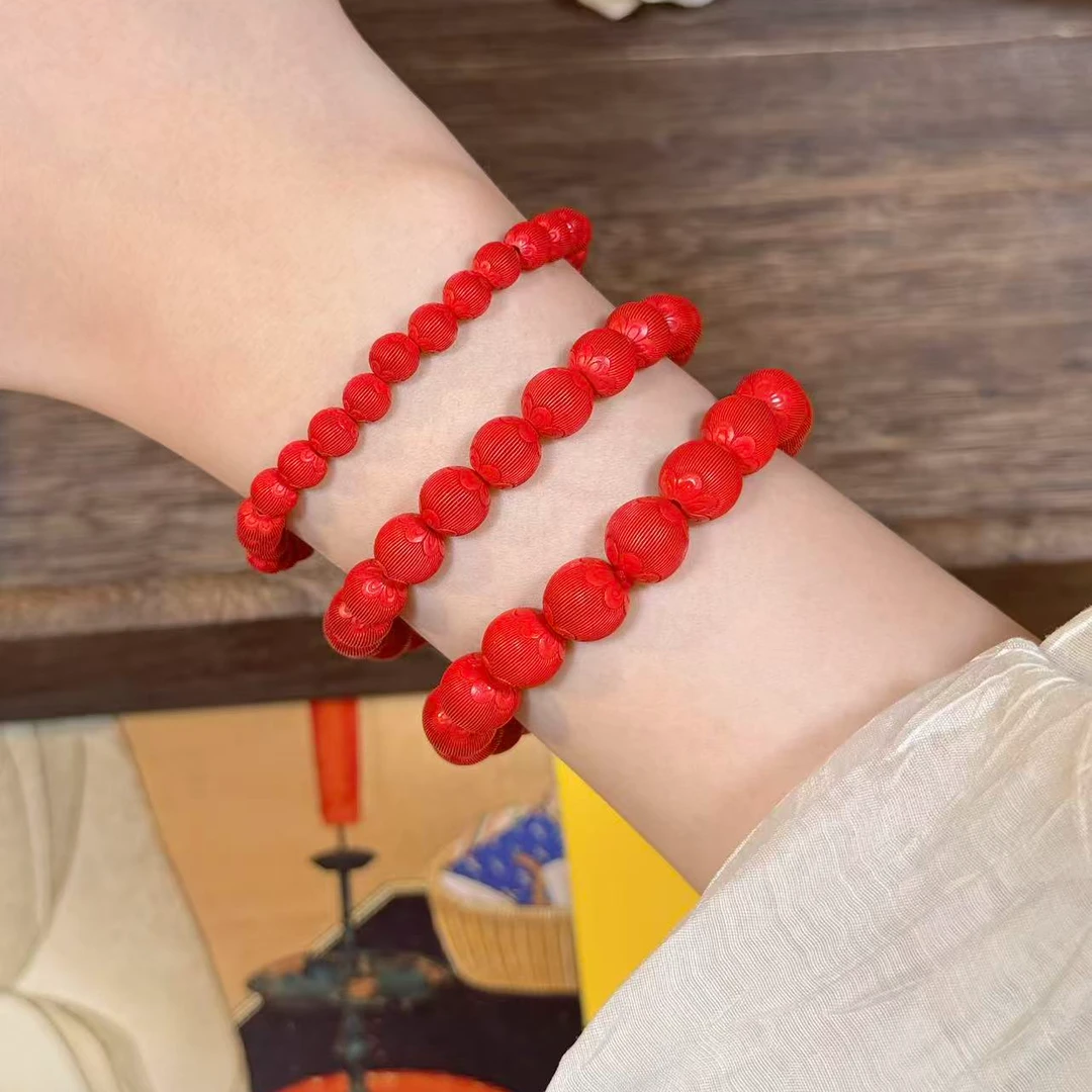 早兰 含辰砂工艺品【红灯笼手串】辰砂百搭经典个性素圈手串